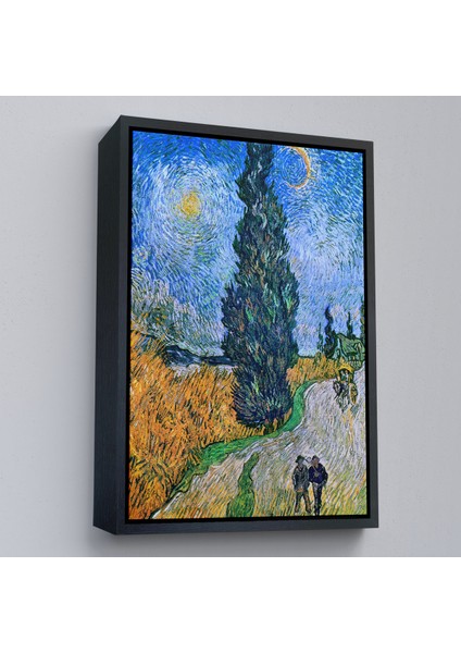 Çerçeveli Kanvas Tablo, Vincent Van Gogh - Selvili ve Yıldızlı Yol - Road With Cypress And STAR-7443 modelleri