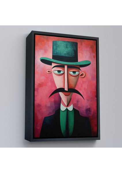 Çerçeveli Dekoratif Kanvas Tablo, Bıyıklı Ikonik Sürreal Adam TABLOSU-7732