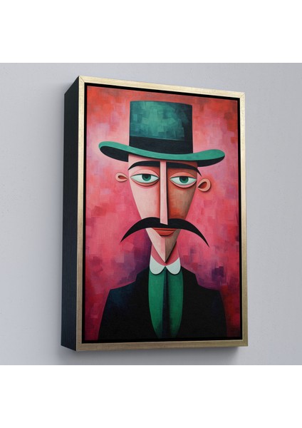 Çerçeveli Dekoratif Kanvas Tablo, Bıyıklı Ikonik Sürreal Adam TABLOSU-7732 modelleri