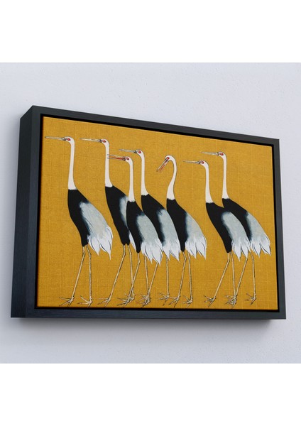 Çerçeveli Dekoratif Kanvas Tablo, Ogata Korin - Güzel Japon Kırmızı Taçlı Turna Sürüsü TABLO-7106 modelleri