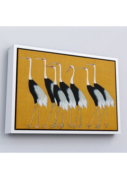 Çerçeveli Dekoratif Kanvas Tablo, Ogata Korin - Güzel Japon Kırmızı Taçlı Turna Sürüsü TABLO-7106 fırsatları