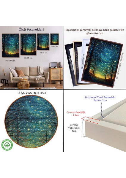 Çerçeveli Dekoratif Kanvas Tablo, Vincent Van Gogh Tarzı Yıldızlı Gece TABLOSU-7533 indirimleri