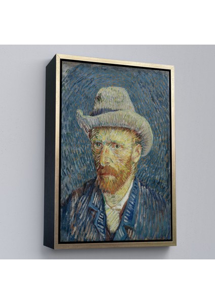 Çerçeveli Dekoratif Kanvas Tablo, Vincent Van Gogh - Hasır Şapkalı Otoportre TABLOSU-7481 modelleri