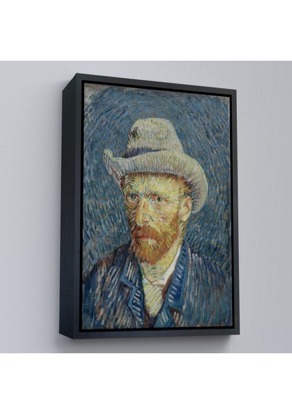 Çerçeveli Dekoratif Kanvas Tablo, Vincent Van Gogh - Hasır Şapkalı Otoportre TABLOSU-7481 fırsatları
