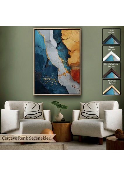 Çerçeveli Dekoratif Kanvas Tablo, Mermer Desenli Soyut TABLO-7576