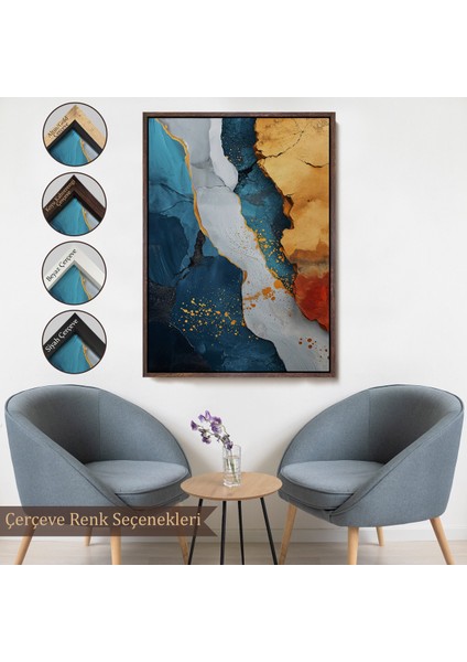 Çerçeveli Dekoratif Kanvas Tablo, Mermer Desenli Soyut TABLO-7576