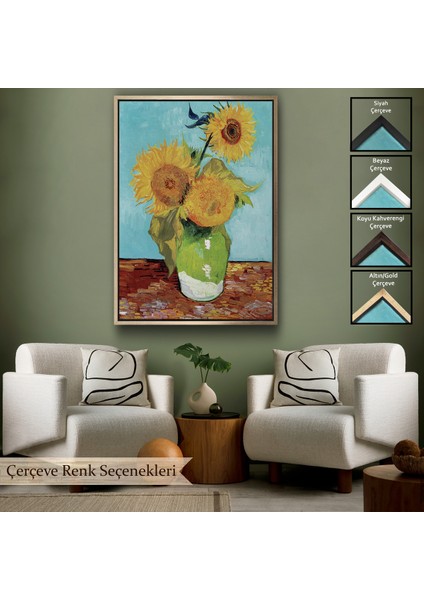 Çerçeveli Dekoratif Kanvas Tablo, Vincent Van Gogh - Ayçiçekleri TABLO-7464