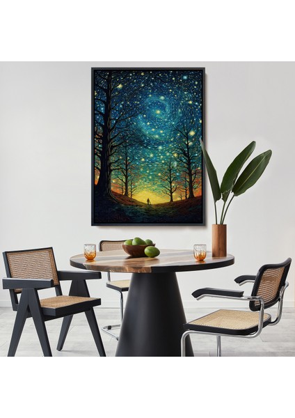 Çerçeveli Dekoratif Kanvas Tablo, Vincent Van Gogh Tarzı Yıldızlı Gece TABLOSU-7533
