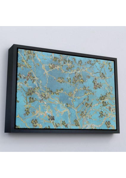 Çerçeveli Dekoratif Kanvas Tablo, Vincent Van Gogh - Çiçek Açan Badem Ağacı Mavi TABLOSU-7177