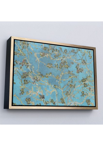 Çerçeveli Dekoratif Kanvas Tablo, Vincent Van Gogh - Çiçek Açan Badem Ağacı Mavi TABLOSU-7177 modelleri