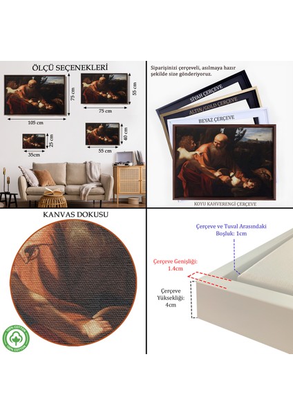 Çerçeveli Dekoratif Kanvas Tablo, Caravaggio - Isanın Kurban Edilmesi Tablo -Sacrifice Of ISAAC-7121 fiyatları