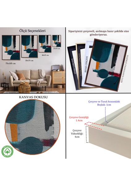 Çerçeveli Dekoratif Kanvas Tablo, Mavi Tonlardaki Yağlıboya Görünümlü TABLO-7608 indirimleri