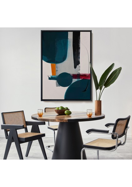 Çerçeveli Dekoratif Kanvas Tablo, Mavi Tonlardaki Yağlıboya Görünümlü TABLO-7608