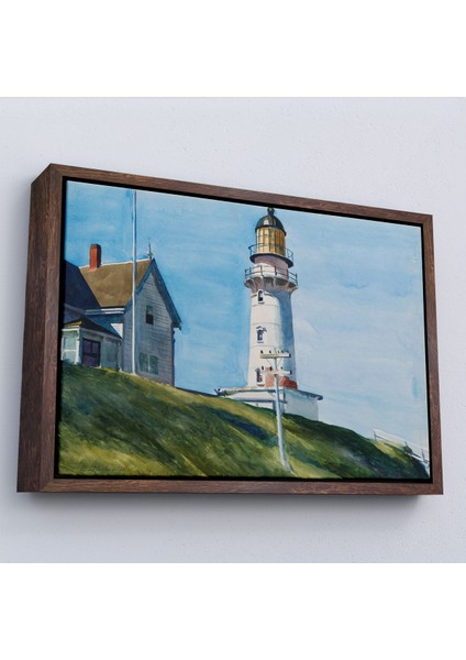 Çerçeveli Dekoratif Kanvas Tablo, Edward Hopper - Deniz Feneri Tablo - Light At Two LIGHTS-7097 fiyatları