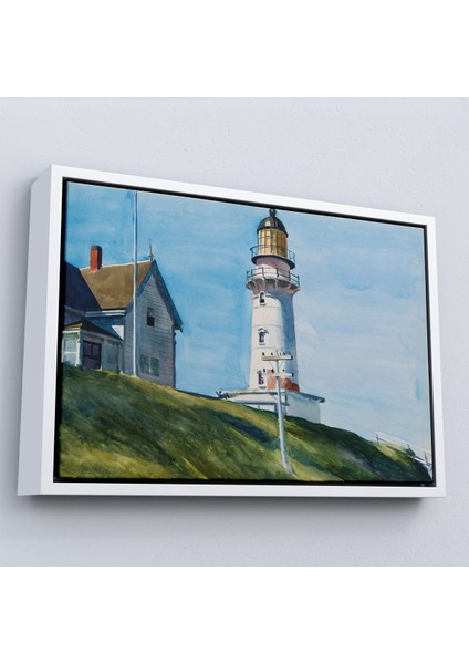 Çerçeveli Dekoratif Kanvas Tablo, Edward Hopper - Deniz Feneri Tablo - Light At Two LIGHTS-7097 fırsatları