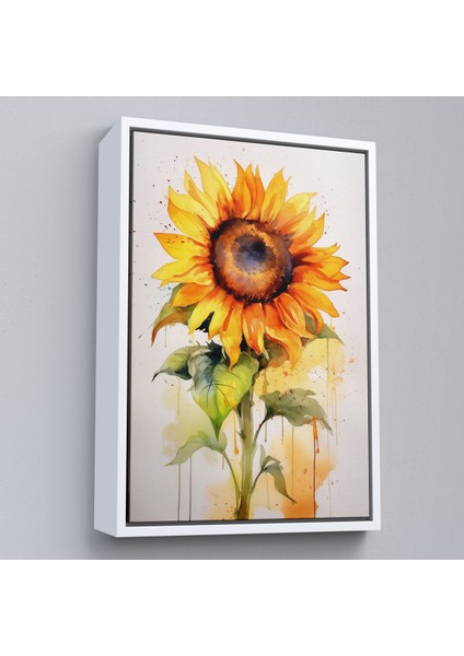 Çerçeveli Dekoratif Kanvas Tablo, Suluboya Görünümlü Ayçiçek TABLO-7618 fırsatları