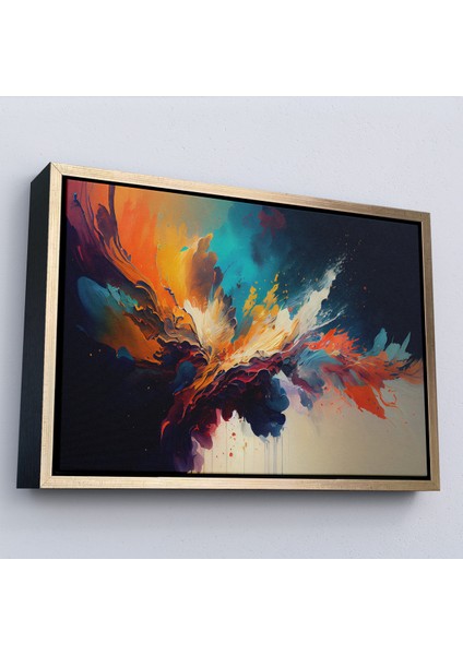 Çerçeveli Dekoratif Kanvas Tablo, Soyut Renkli Mürekkep TABLOSU-7207 modelleri