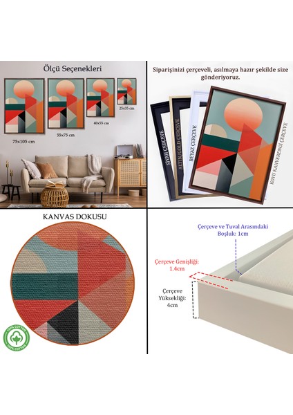 Çerçeveli Dekoratif Kanvas Tablo, Modern Desenli Soyut TABLO-7553 indirimleri