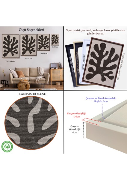 Çerçeveli Dekoratif Kanvas Tablo, Henri Matisse Tarzı Soyut Sanat TABLOSU-7619 indirimleri