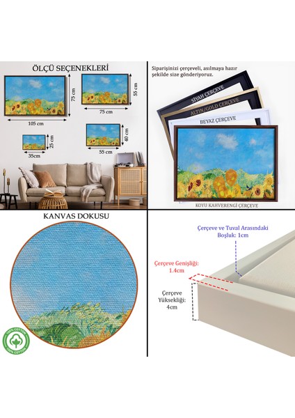 Çerçeveli Dekoratif Kanvas Tablo, Vincent Van Gogh - Ayçiçekleri TABLO-7153 indirimleri