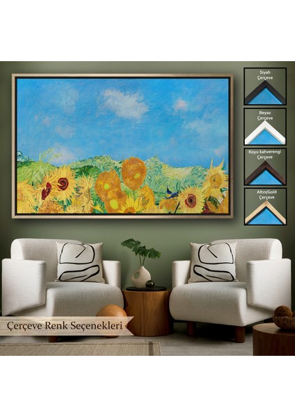 Çerçeveli Dekoratif Kanvas Tablo, Vincent Van Gogh - Ayçiçekleri TABLO-7153