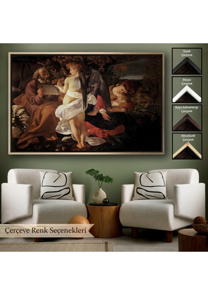 Çerçeveli Kanvastablo, Caravaggio - Mısır'a Uçuşta Dinlenin - Rest On The Flight Into EGYPT-7119