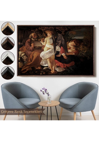 Çerçeveli Kanvastablo, Caravaggio - Mısır'a Uçuşta Dinlenin - Rest On The Flight Into EGYPT-7119