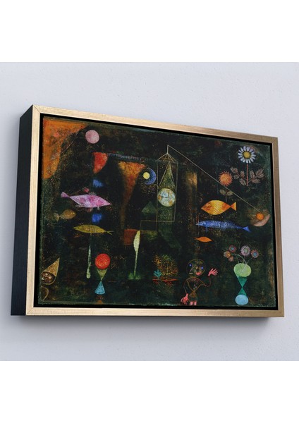Çerçeveli Dekoratif Kanvas Tablo, Paul Klee - Sihirli Balık Tablo - Fish MAGIC-7109