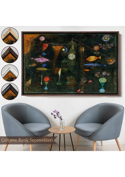 Çerçeveli Dekoratif Kanvas Tablo, Paul Klee - Sihirli Balık Tablo - Fish MAGIC-7109