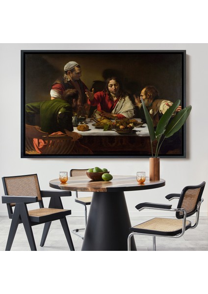 Çerçeveli Dekoratif Kanvas Tablo, Caravaggio - Emmausda Akşam Yemeği Tablo - Supper At EMMAUS-7137