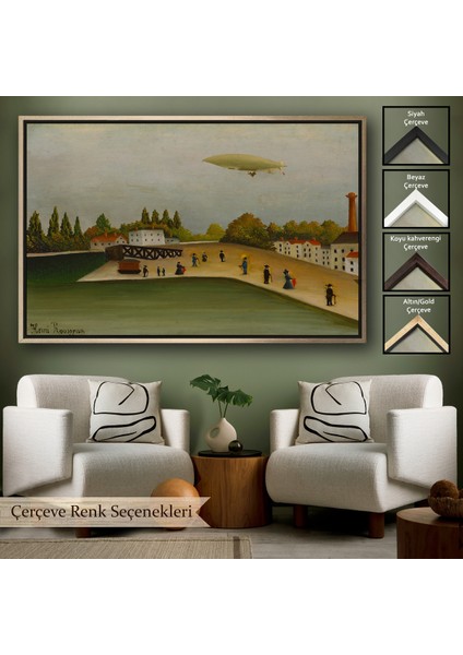 Çerçeveli Dekoratif Kanvas Tablo, Henri Rousseau -Tokyo Japonya Quai D'ıvry TABLO-7112