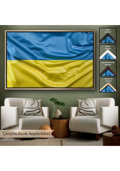 Çerçeveli Dekoratif Kanvas Tablo, Ukrayna BAYRAĞI-7238