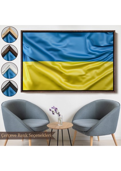 Çerçeveli Dekoratif Kanvas Tablo, Ukrayna BAYRAĞI-7238