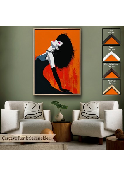 Çerçeveli Dekoratif Kanvas Tablo, Güzel Soyut Kadın TABLO-7655