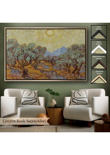 Çerçeveli Dekoratif Kanvas Tablo, Vincent Willem Van Gogh - Zeytin Ağaçları Tablosu-Olive TREES-7184