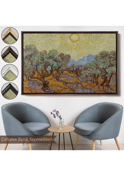 Çerçeveli Dekoratif Kanvas Tablo, Vincent Willem Van Gogh - Zeytin Ağaçları Tablosu-Olive TREES-7184