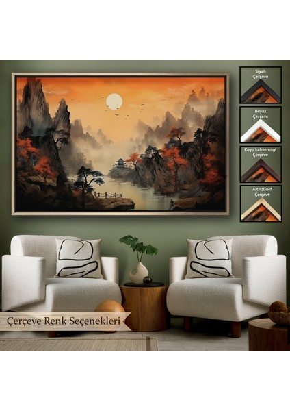 Çerçeveli Dekoratif Kanvas Tablo, Çin Dağ Manzarası TABLOSU-7259