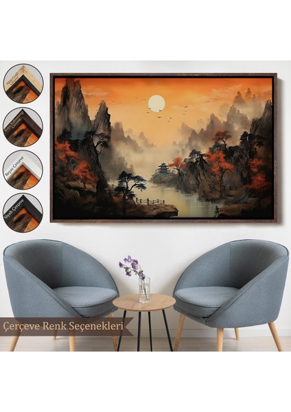 Çerçeveli Dekoratif Kanvas Tablo, Çin Dağ Manzarası TABLOSU-7259