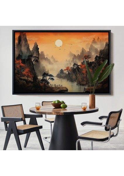 Çerçeveli Dekoratif Kanvas Tablo, Çin Dağ Manzarası TABLOSU-7259