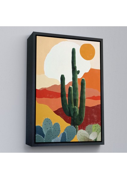 Çerçeveli Dekoratif Kanvas Tablo, Çöldeki Soyut Kaktüs TABLO-7583