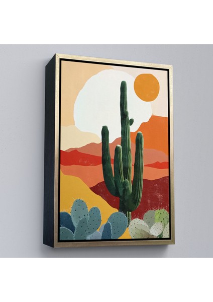 Çerçeveli Dekoratif Kanvas Tablo, Çöldeki Soyut Kaktüs TABLO-7583 modelleri