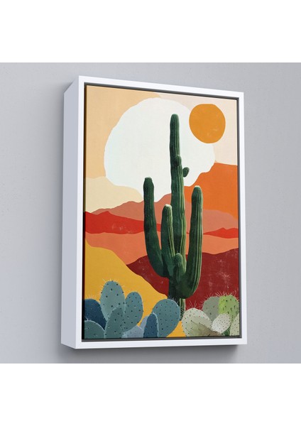 Çerçeveli Dekoratif Kanvas Tablo, Çöldeki Soyut Kaktüs TABLO-7583 fırsatları