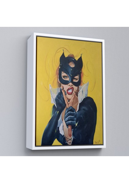 Çerçeveli Dekoratif Kanvas Tablo, Sapanlı Kedi Kadın TANLOSU-7708 fırsatları