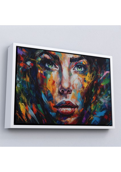Çerçeveli Dekoratif Kanvas Tablo, Soyut Renkli Kadın TABLOSU-7208