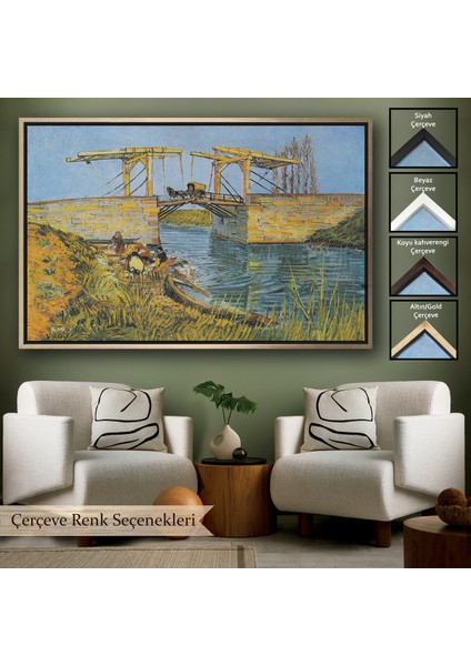 Çerçeveli Dekoratif Kanvas Tablo, Vincent Willem Van Gogh - Arles Köprüsü - Bridge At ARLES-7154