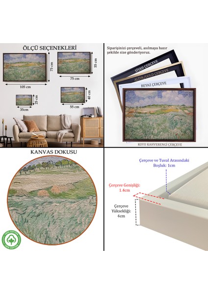 Çerçeveli Dekoratif Kanvas Tablo, Vincent Van Gogh -Auvers Yakınlarındaki Ova-Plain Near AUVERS-7162 indirimleri