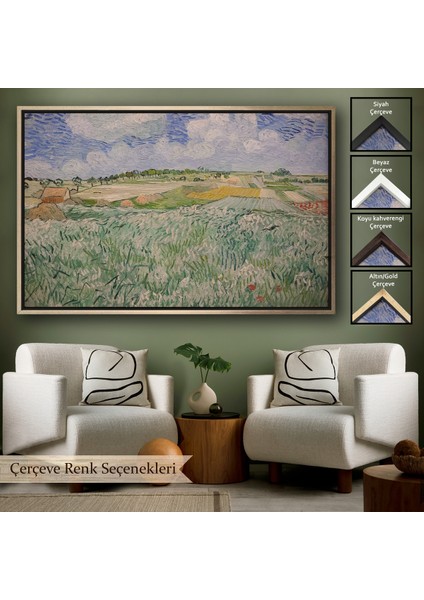 Çerçeveli Dekoratif Kanvas Tablo, Vincent Van Gogh -Auvers Yakınlarındaki Ova-Plain Near AUVERS-7162