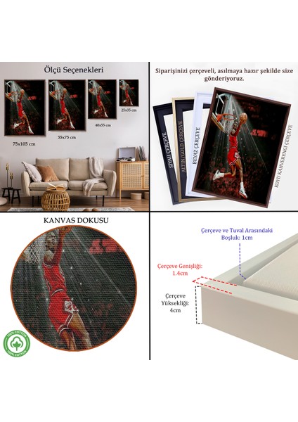 Çerçeveli Dekoratif Kanvas Tablo, Michael Jordan TABLO-7682 indirimleri