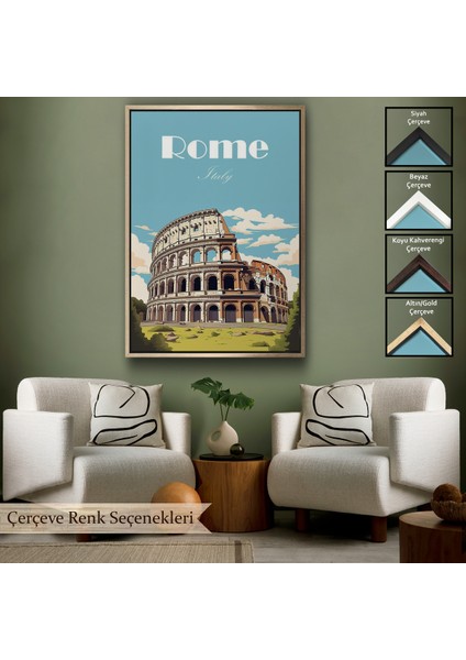 Çerçeveli Dekoratif Kanvas Tablo, Roma Italya Kolezyum TABLO-7696