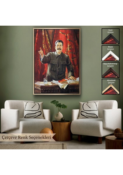 Çerçeveli Dekoratif Kanvas Tablo, Joseph Stalin Rusya ve Sovyetler Birliği Sscb TABLO-7697